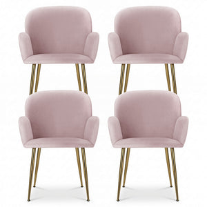 Dining Chairs Set 4pc | Velvet Armchairs | Pink