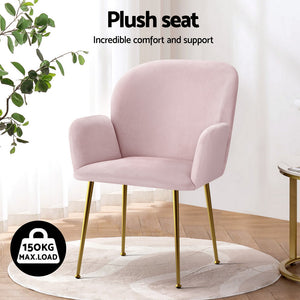 Dining Chairs Set 4pc | Velvet Armchairs | Pink