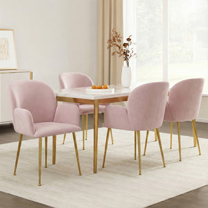 Dining Chairs Set 4pc | Velvet Armchairs | Pink