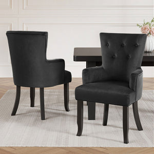 Artiss Dining Chairs | 2X | Velvet French Provincial Armchair | Black