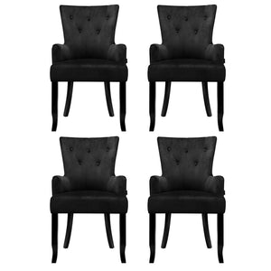 Artiss Dining Chairs | 4X | Velvet French Provincial Armchair | Black