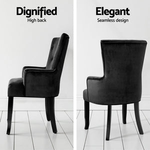 Artiss Dining Chairs | 4X | Velvet French Provincial Armchair | Black