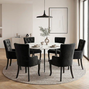 6x Artiss Dining Chairs Velvet French Provincial Armchair Black
