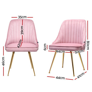 Dining Chairs Set 4pc | Velvet Channel Tufting | Pink