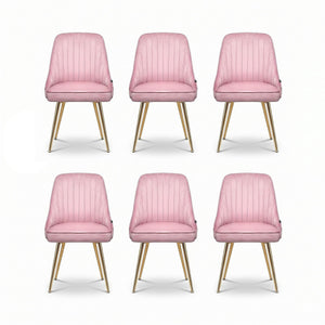 Artiss Dining Chairs Set of 6 Velvet Channel Tufted Pink