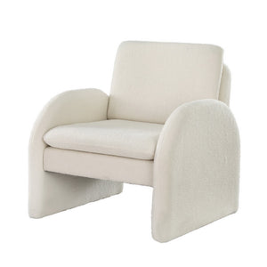 Artiss Accent Chair | Curved Tub Sofa | Lounge Armchair | Boucle Fabric | White