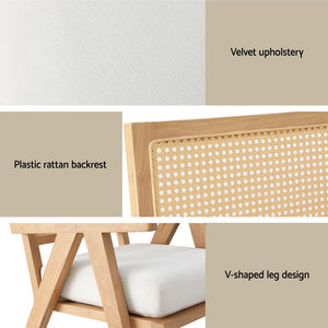 Armchair | Accent Chair | Lounge Rattan | Velvet | Pine