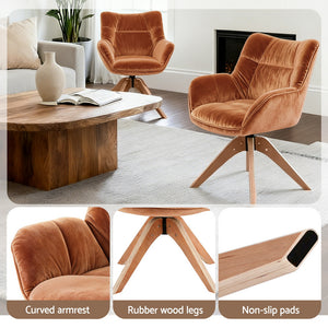 Swivel Nursing Armchair | Velvet Upholstery | Brown