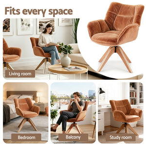 Swivel Nursing Armchair | Velvet Upholstery | Brown