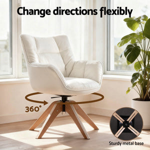 Swivel Nursing Chair | Velvet Fabric | White