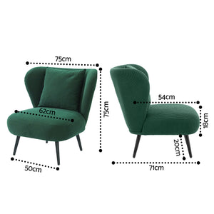 Accent Armchair | Corduroy Velvet Lounge Chair | Green
