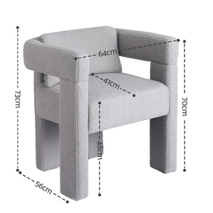 Artiss Armchair Accent Chair Lounge Sofa Couch Boucle Fabric Grey