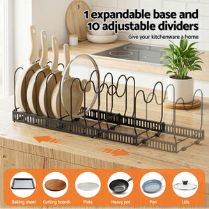 Expandable Pots & Pans Organiser | Kitchen Cabinet Cookware Rack