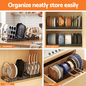 Expandable Pots & Pans Organiser | Kitchen Cabinet Cookware Rack