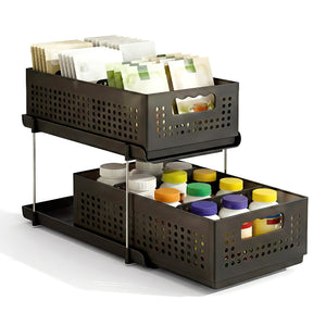 Under Sink Organiser | 2 Tier Pull Out Drawers | Removable Baskets