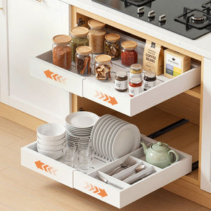 Pull-Out Cabinet Drawers | 2 Pack | Expandable Organiser | White