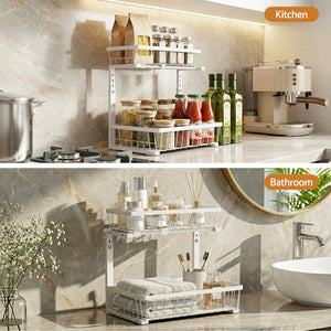 Under Sink Organiser | 2 Slide Out Drawers | Adjustable Height | Cabinet Storage