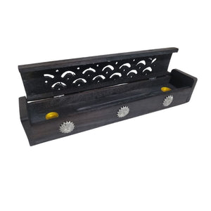 Black Wooden Incense Burner Box | 30cm
