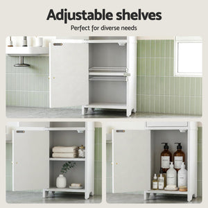 Slim Bathroom Storage Cabinet | 2-Tier Adjustable Toilet Organiser | White