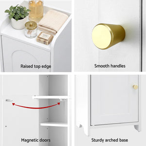 Slim Bathroom Storage Cabinets | 2 Pack | 2-Tier Toilet Organisers | White