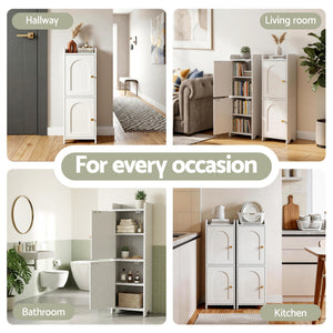 Slim Bathroom Storage Cabinets | 2 Pack | 2-Tier Toilet Organisers | White