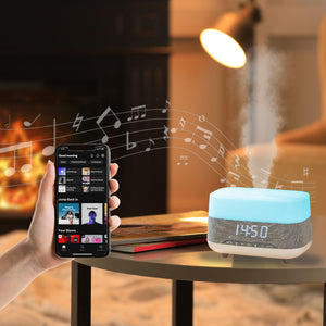 Laser Clock Radio | Bluetooth Speaker | Ambient Light & Diffuser