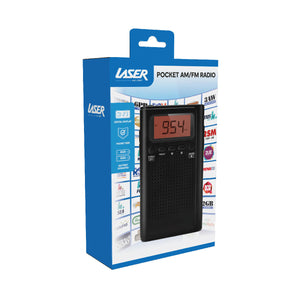 Laser AM/FM Pocket Radio | LCD Display | Built-In Speaker