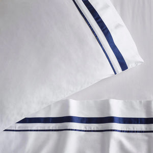 Cloud Sheet Set | 1000 TC Egyptian Cotton | White & Navy | Split King Size