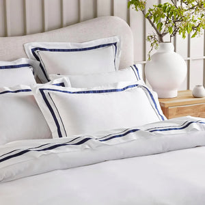 Cloud European Pillowcase | 1000 TC Egyptian Cotton | White & Navy