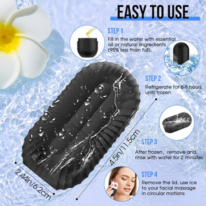Ice Roller for Face and Eye, Silicone Ice Facial Roller Ice Holder, Face Ice Mold Skin Care, Face Icers Reusable Ice Cube Roller for Shrink Pores Anti Wrinkle Reduce Puffiness,, Black