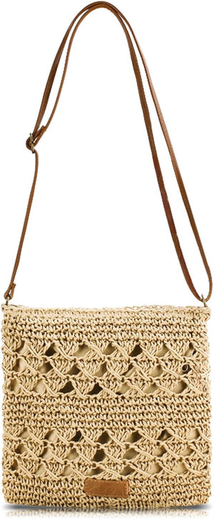 Straw Bag for Women | Small Boho Beach Crossbody Bag | Handmade Woven Shoulder Handbag | Summer Travel