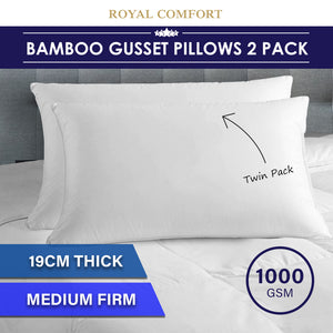 Luxury Bamboo Blend Gusset Pillow | Twin Pack | 4cm Gusset Support