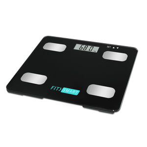FitSmart Electronic Floor Body Scale | Black Digital LCD Glass Tracker for Bathroom