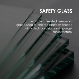 FitSmart Electronic Floor Body Scale | Black Digital LCD Glass Tracker for Bathroom