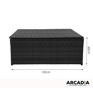 Arcadia Furniture Outdoor Rattan Storage Box | Garden Toy & Tools Shed | UV Resistant | Black
