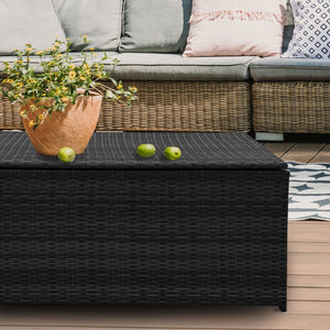 Arcadia Furniture Outdoor Rattan Storage Box | Garden Toy & Tools Shed | UV Resistant | Black