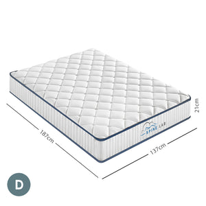 Spine-Lab Mattress 5 Zone 21cm Medium Firm Foam Bonnell Spring | Double Size | White