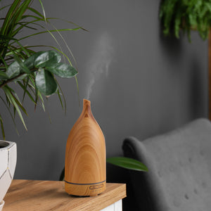 Decor Aroma Diffuser | 100ml Ultrasonic Humidifier | Purifier | 3 Pack Oils | Light Wood