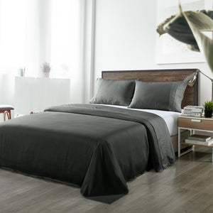 Bamboo Blended Sheet & Pillowcases Set | 1000TC Ultra Soft Bedding | King | Charcoal