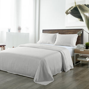 Bamboo Blended Sheet & Pillowcases Set | 1000TC Ultra Soft Bedding | King | Light Grey