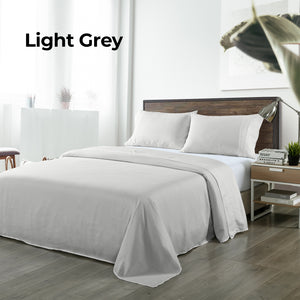 Bamboo Blended Sheet & Pillowcases Set | 1000TC Ultra Soft Bedding | King | Light Grey