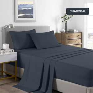 2000 Thread Count Bamboo Cooling Sheet Set | Ultra Soft Bedding | Single | Charcoal