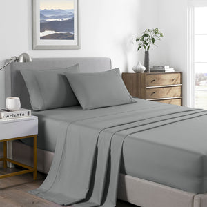 2000 Thread Count Bamboo Cooling Sheet Set | Ultra Soft Bedding | King | Mid Grey