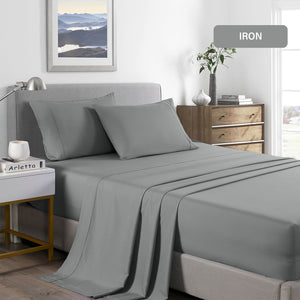 2000 Thread Count Bamboo Cooling Sheet Set | Ultra Soft Bedding | King | Mid Grey