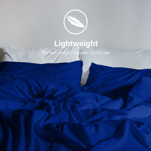 Vintage Washed 100% Cotton Sheet Set | Fitted & Flat Sheets | Pillowcases | Single | Royal Blue