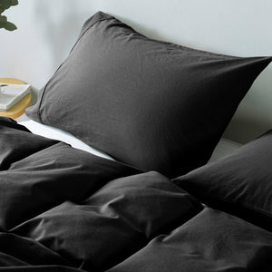 Vintage Washed 100% Cotton Quilt Cover Set | Bedding | Ultra Soft | Single | Charcoal