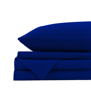Vintage Washed 100% Cotton Quilt Cover Set | Ultra Soft Bedding | Double - Royal Blue