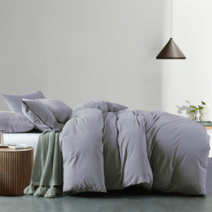 Vintage Washed 100% Cotton Quilt Cover Set | Ultra Soft Bedding | King - Grey