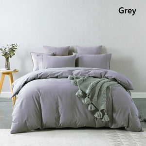 Vintage Washed 100% Cotton Quilt Cover Set | Ultra Soft Bedding | King - Grey