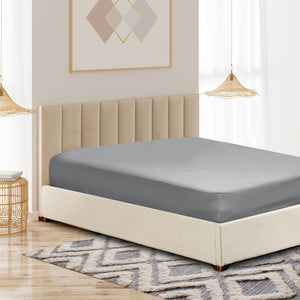 1200 Thread Count Fitted Sheet | Cotton Blend | Ultra Soft Bedding | King | Light Grey
